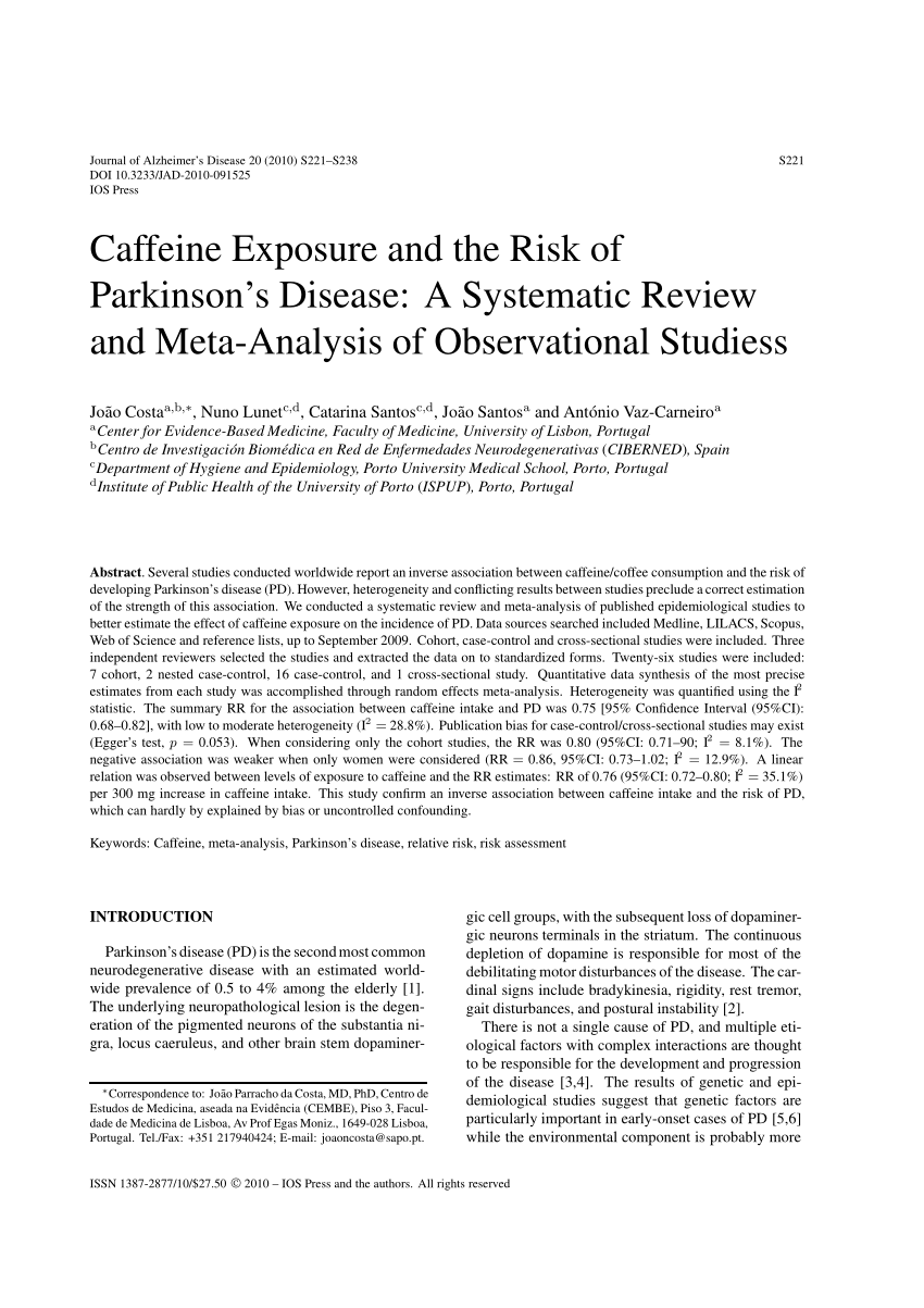 (PDF) Caffeine Exposure and the Risk of Parkinson