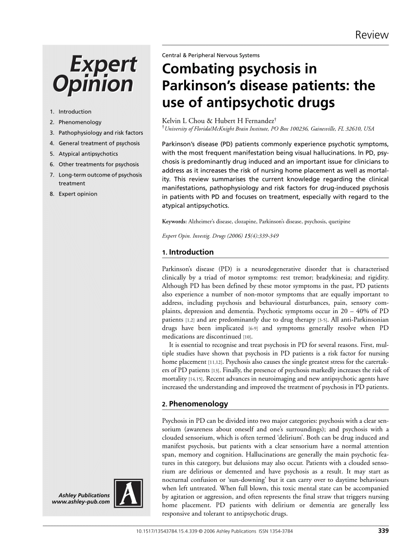 (PDF) Combating psychosis in Parkinson