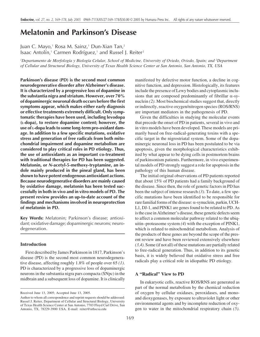 (PDF) Melatonin and Parkinson