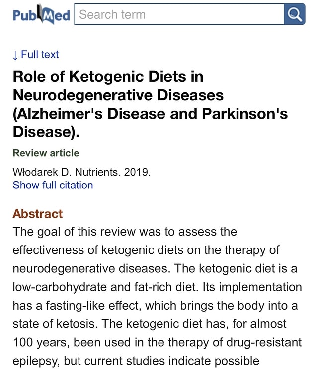 Study of ketogenic diets and neurodegenerative diseases (Alzheimers ...