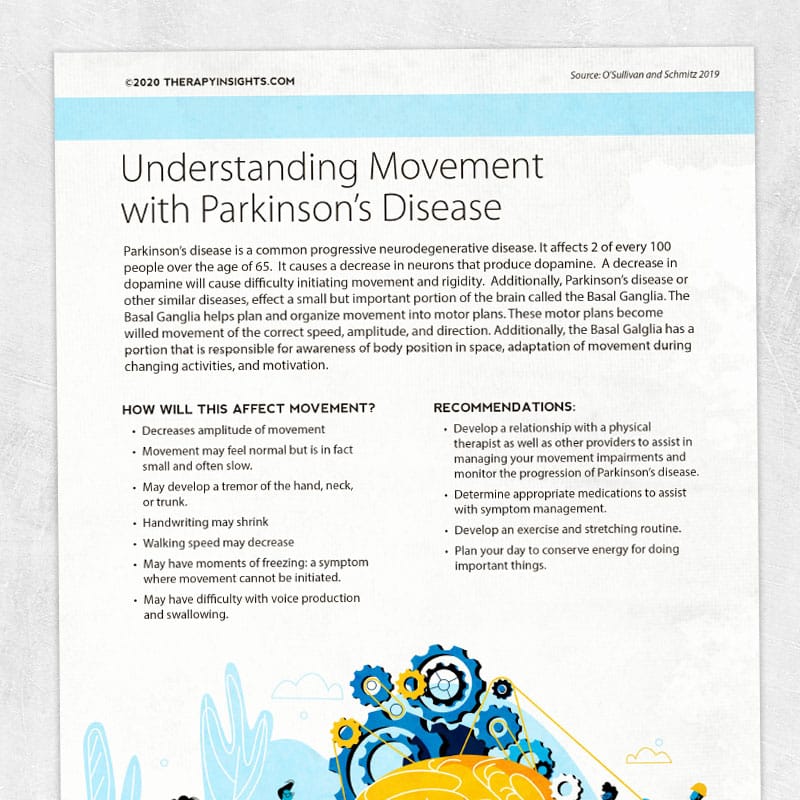 Understanding Movement with Parkinsons Disease  Printable handouts ...